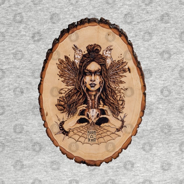 Skadi - nordic goddess pyrography print, wood texture by BTW-byMargo